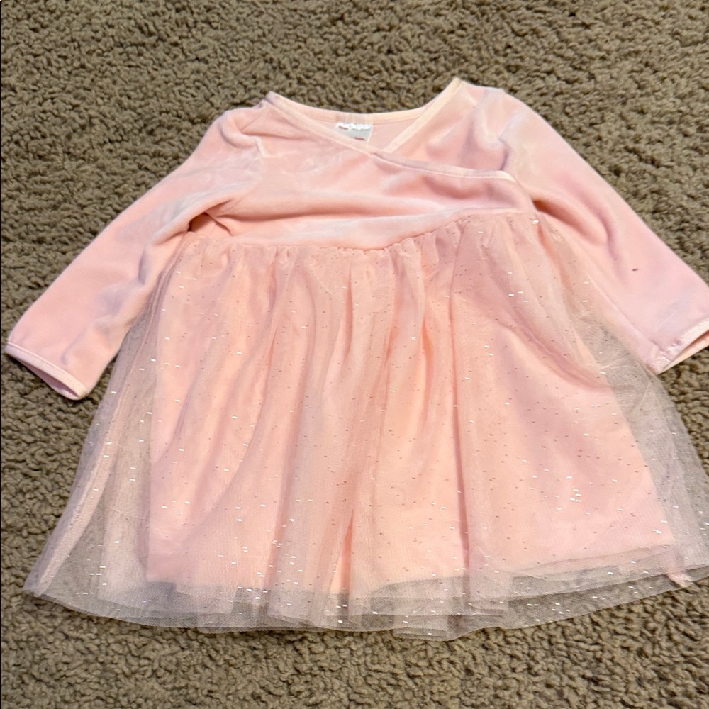 Hannah Anderson Pink Long Sleeve Tulle and velvet Dress. Size 6-12 months